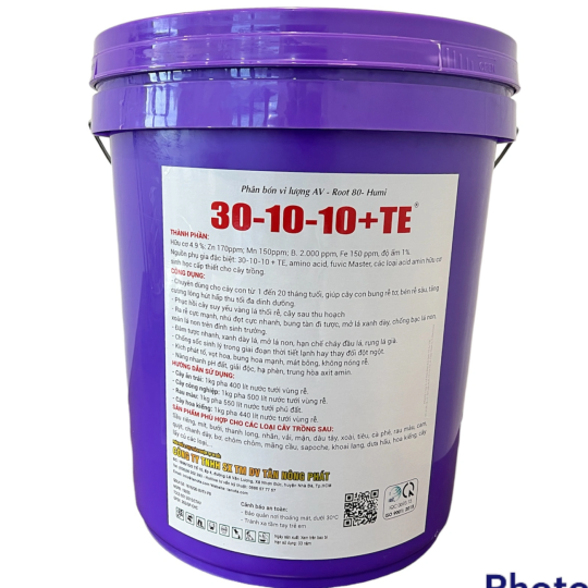 XÔ TÍM TANOFA HỮU CƠ KHOÁNG 30-10-10 + TE
